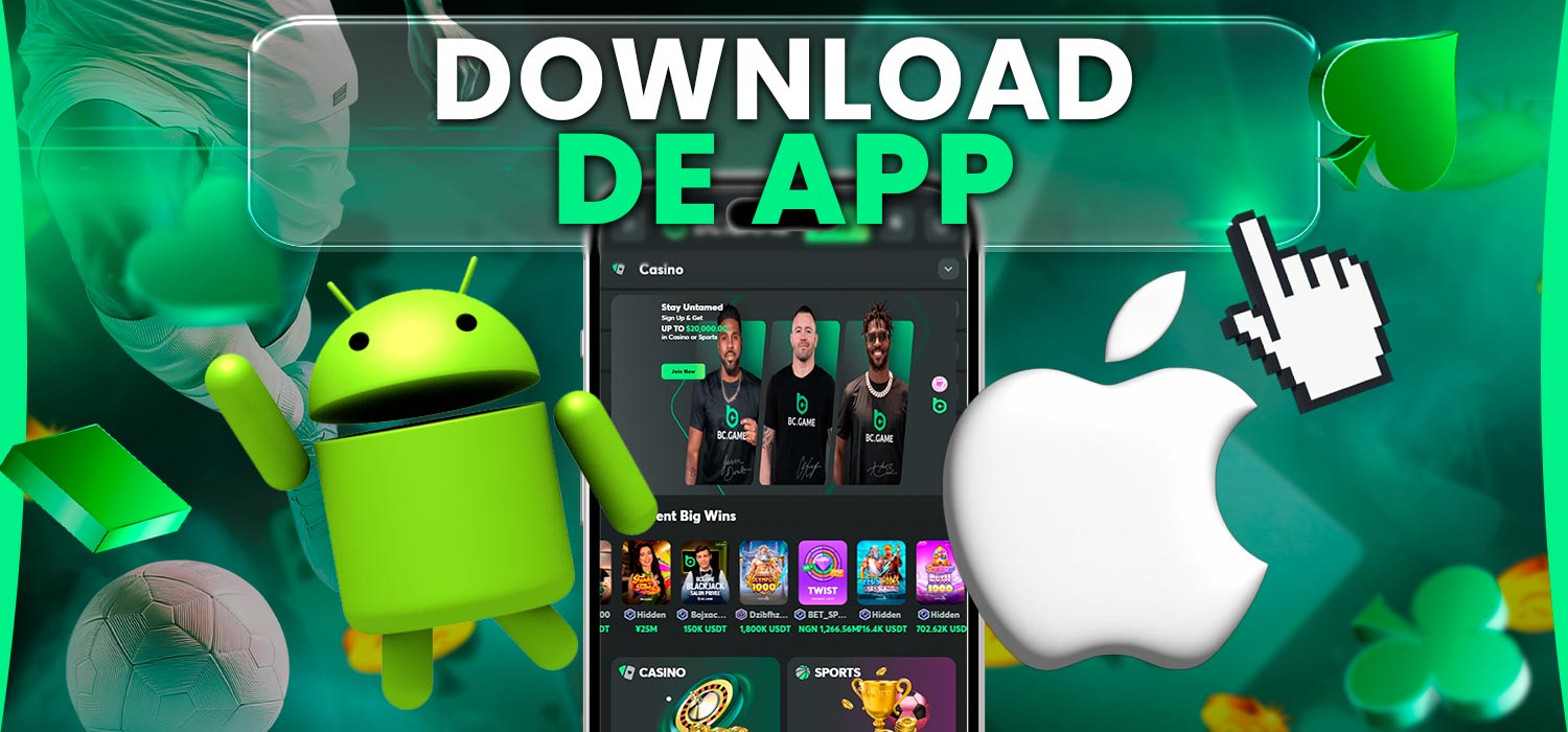 Download de BC.Game-app voor Android en iOS.